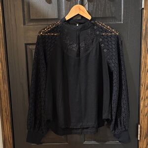Free People Black Lace Blouse